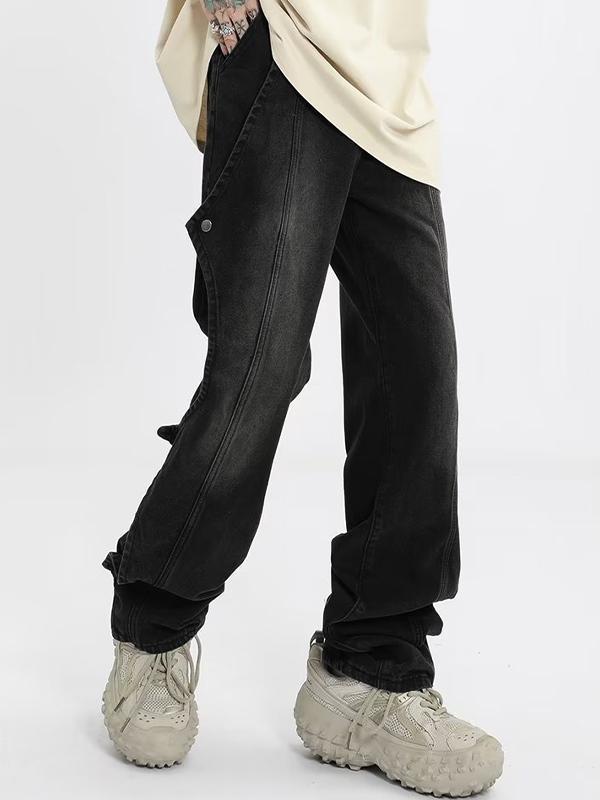 Men's Vintage Wash Deconstructed Loose Jeans Product Image