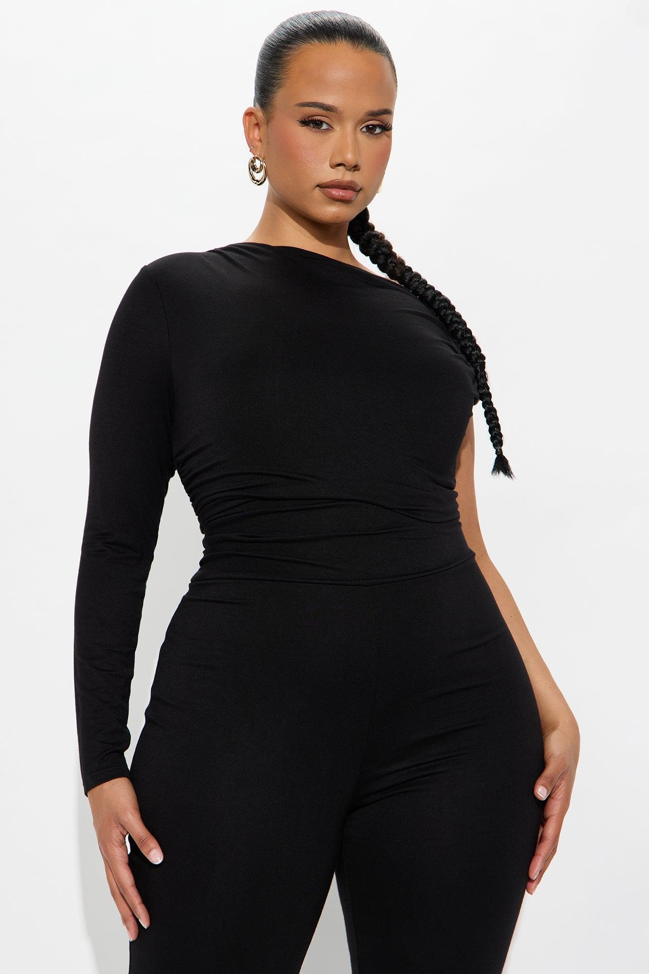 Riley Ruched One Shoulder Jumpsuit - Black Product Image