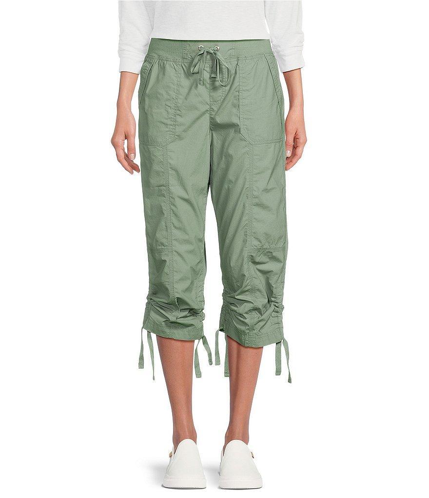 DKNY Sport by Donna Karan Peached Poplin Ribbed Waist Convertible Cinched Cargo Capri Pull-On Pant Product Image