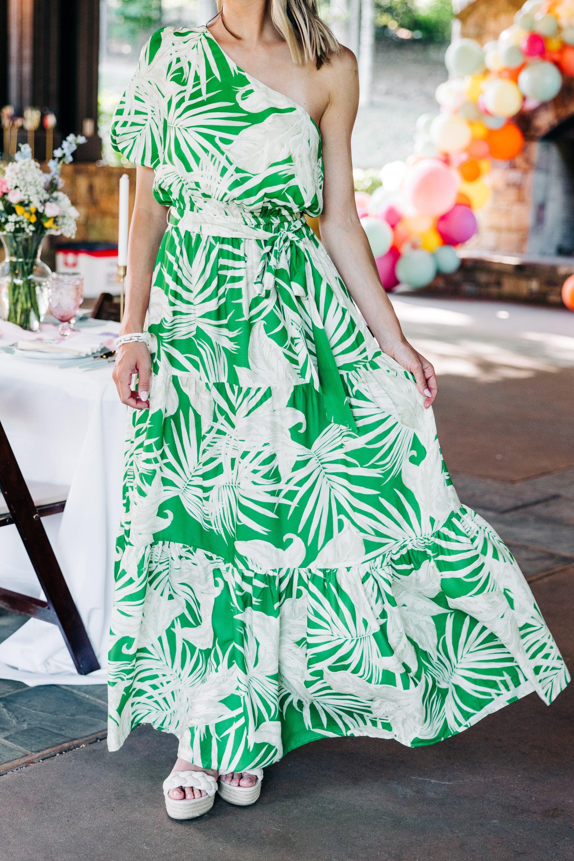 Beachside Beauty Green Palm Maxi Dress Female Product Image