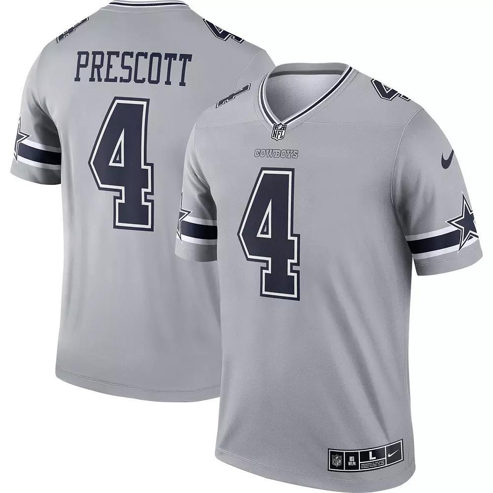 Men's Nike Dak Prescott Silver Dallas Cowboys Inverted Legend Jersey, Size: Small, Grey Product Image