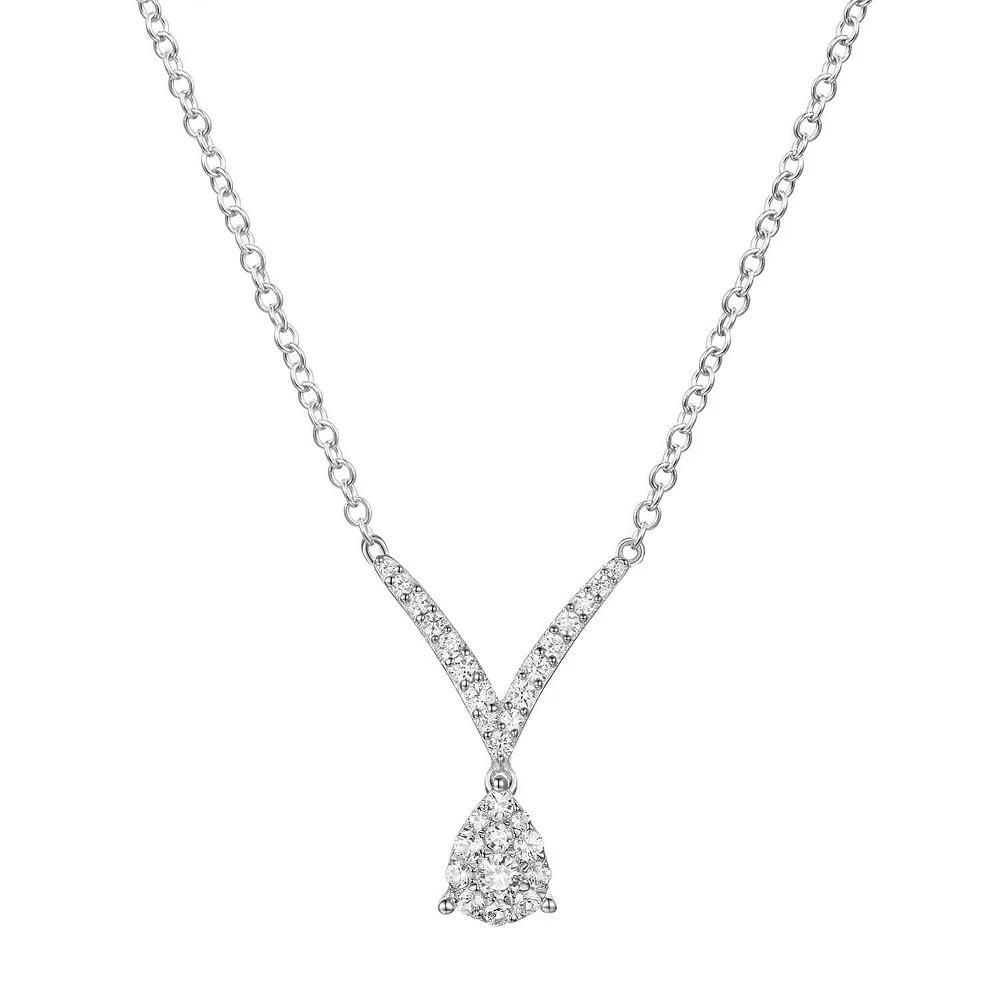 Sterling Silver 1/3 Carat T.W. Diamond Teardrop Necklace, Women's, Size: 17" Product Image