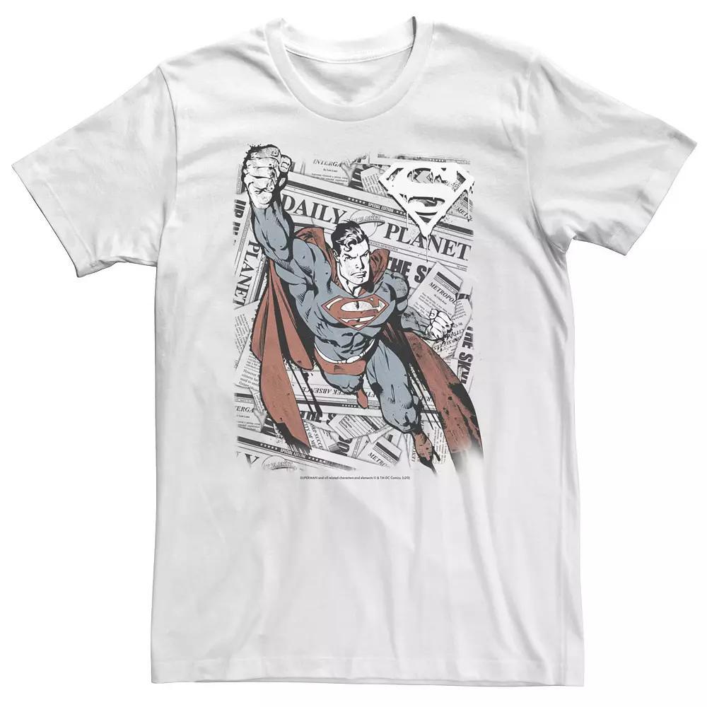Big & Tall DC Comics Superman Daily Planet Background Poster Tee, Men's, Size: XL Tall, White Product Image