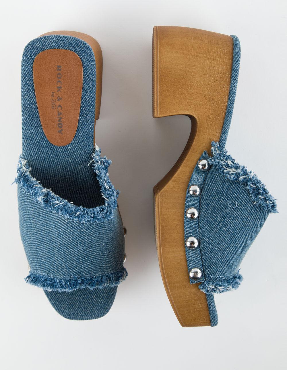 ROCK & CANDY Noelia Womens Platform Slide Sandals - BLACK DENIM Product Image