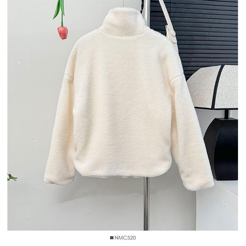 Toggle Stand-Collar Teddy Jacket Product Image