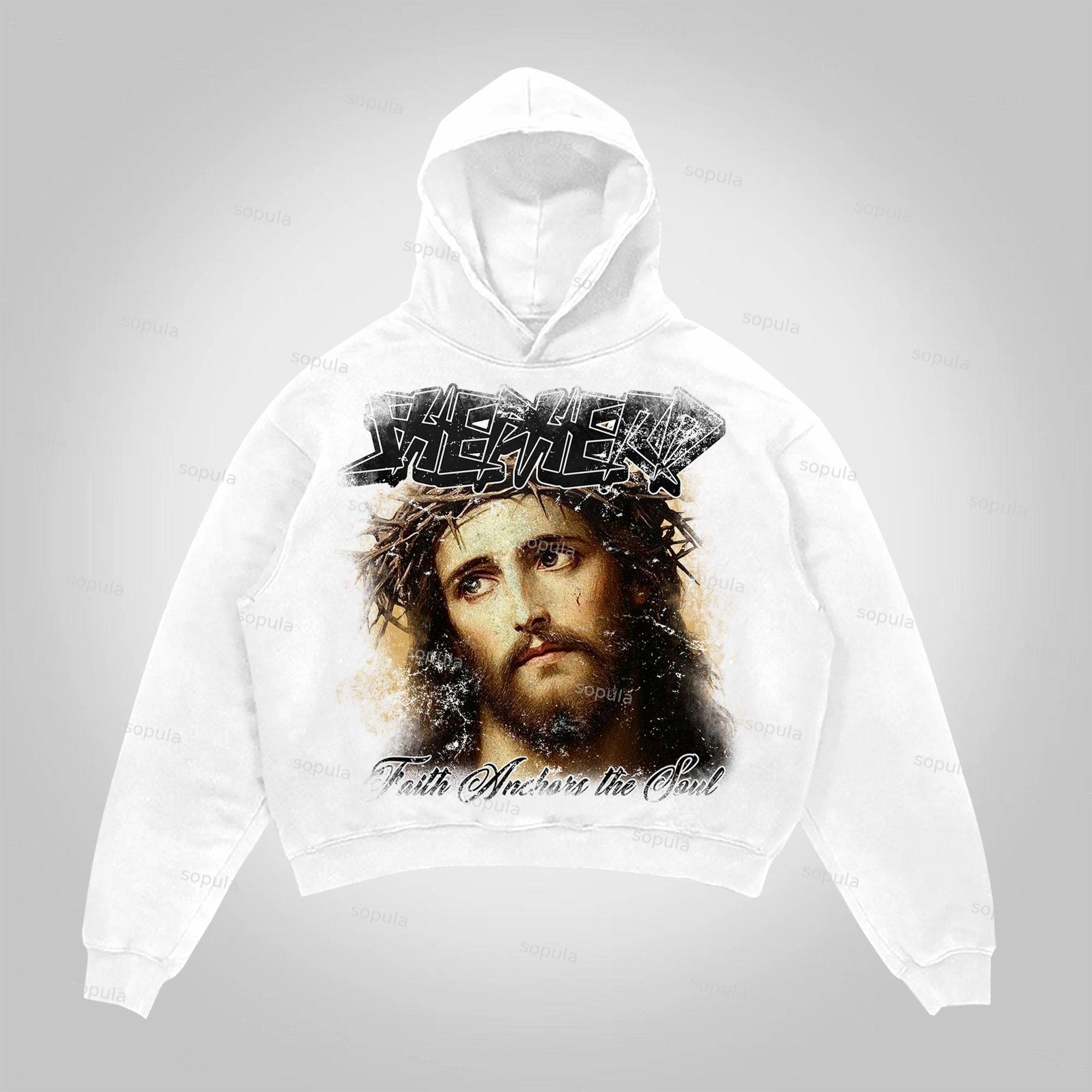 Sopula Jesus Save Retro Fade Graphic Hoodie Product Image