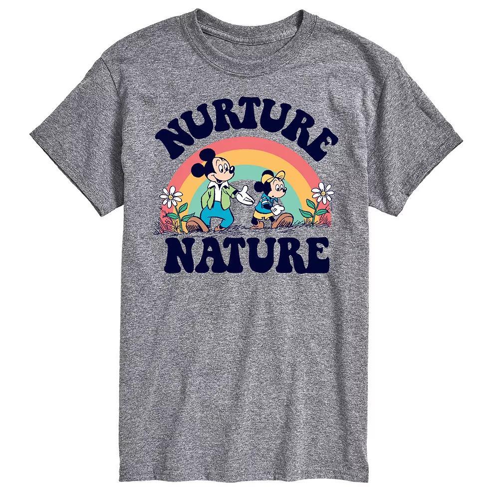 Disneys Mickey Mouse & Friends Mens Nurture Nature Graphic Tee Grey Gray Product Image