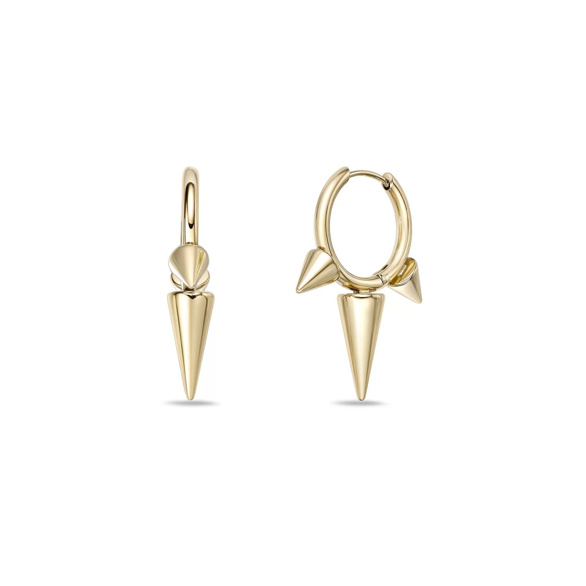 Men's LYNX Ion Plated Stainless Steel Spike Hoop Earrings Product Image