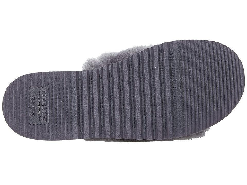 Fireside by Dearfoams Cairns Genuine Shearling Women's Slide Slippers with Metallic Suede Trim, Size: 11, Gray Product Image