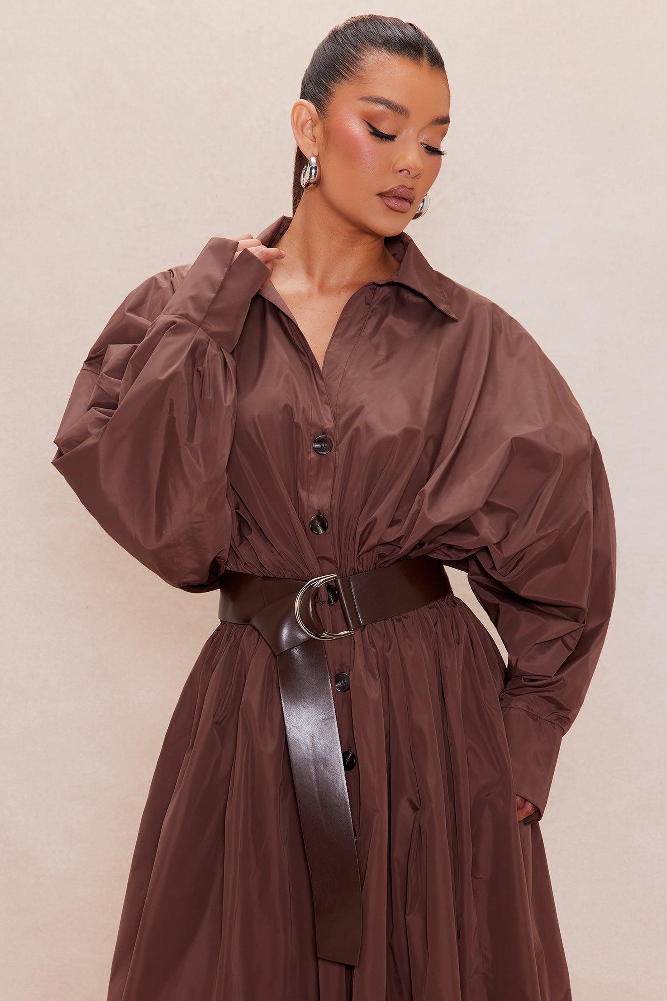 Janelle Belted Trench Coat - Brown Product Image