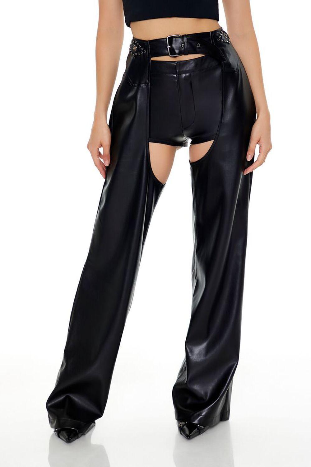 Faux Leather Cutout Flare Pants | Forever 21 Product Image