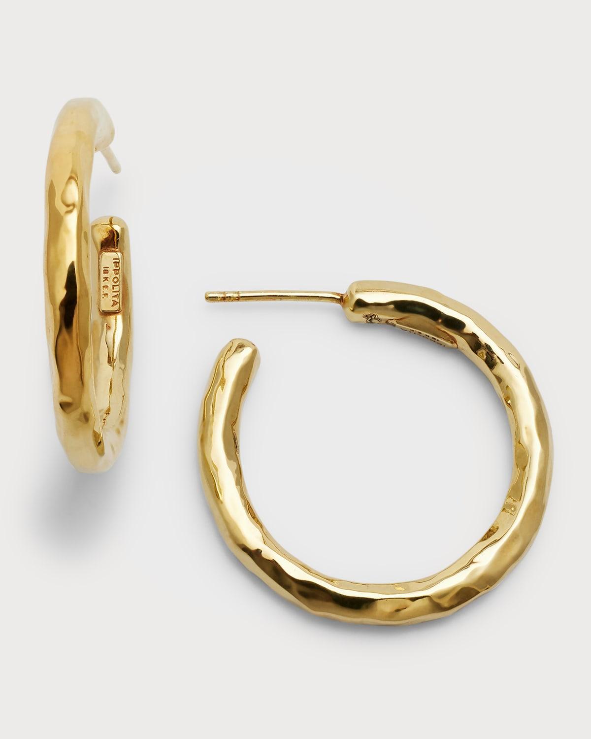 Womens Classico Small 18K Yellow Gold Hammered Hoop Earrings Product Image