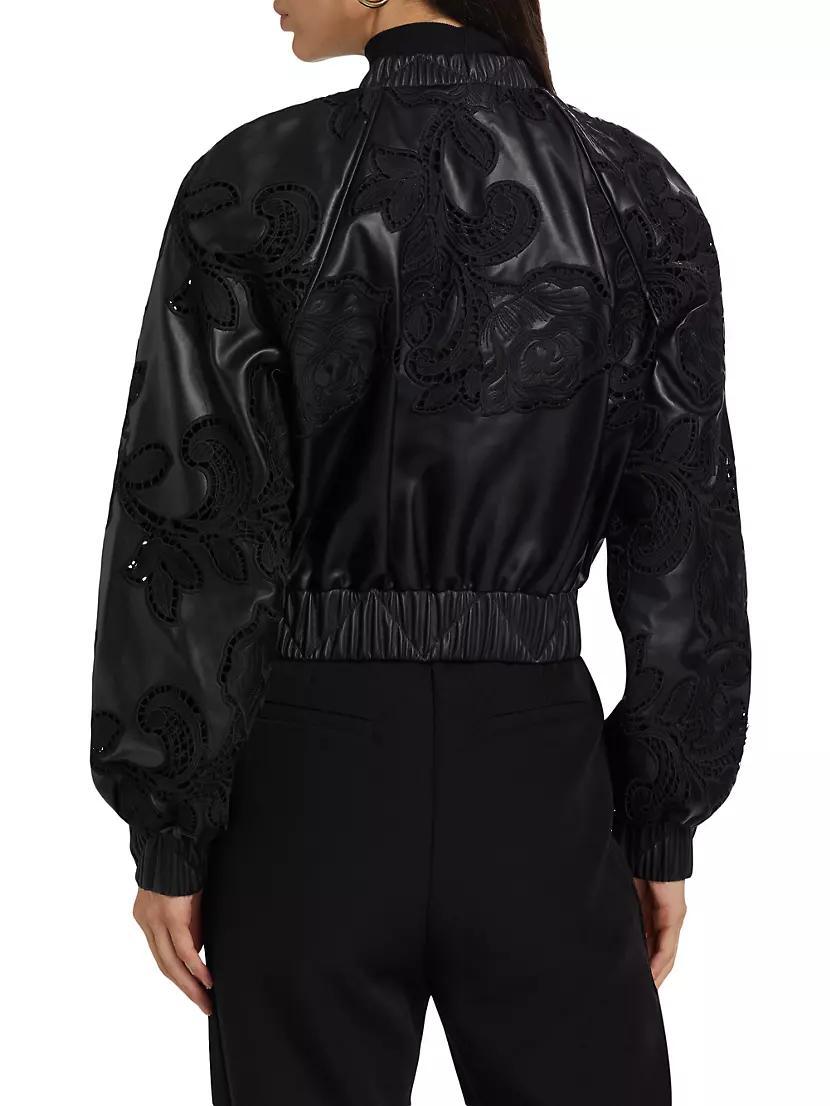 Brynn Vegan Leather-Lace Bomber Jacket Product Image