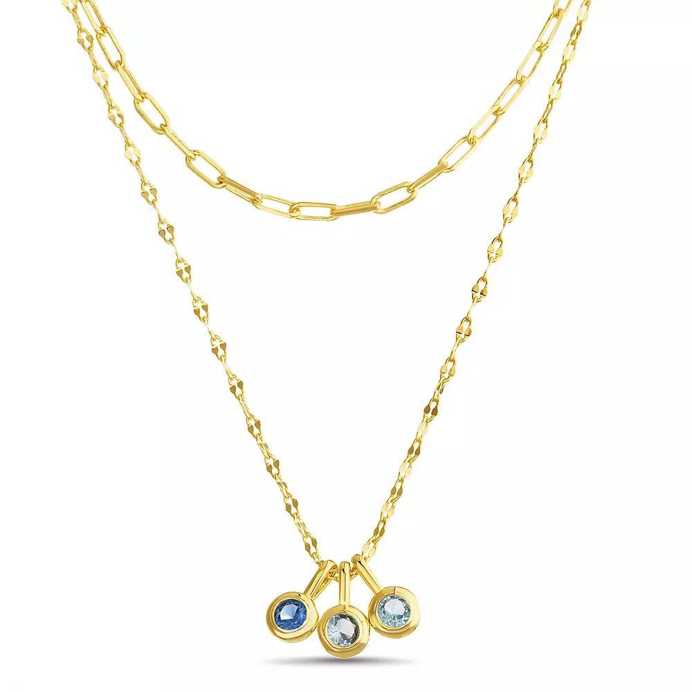 Paige Harper Color Therapy Gold Tone Triple Blue Cubic Zirconia Drops Double Layered Necklace, Womens, Size: 16+3, Gold Tone Blue Product Image