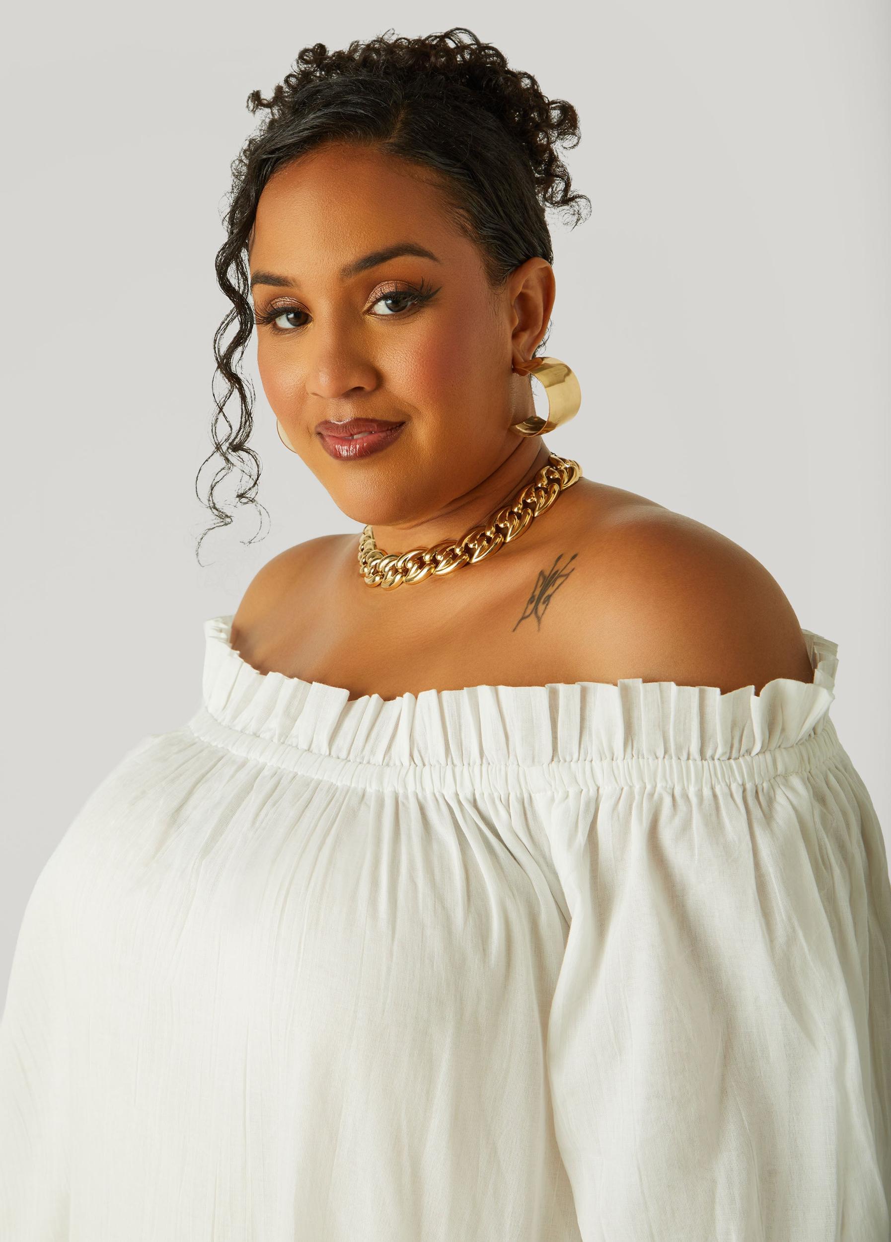 Off The Shoulder Gauze Dress Product Image