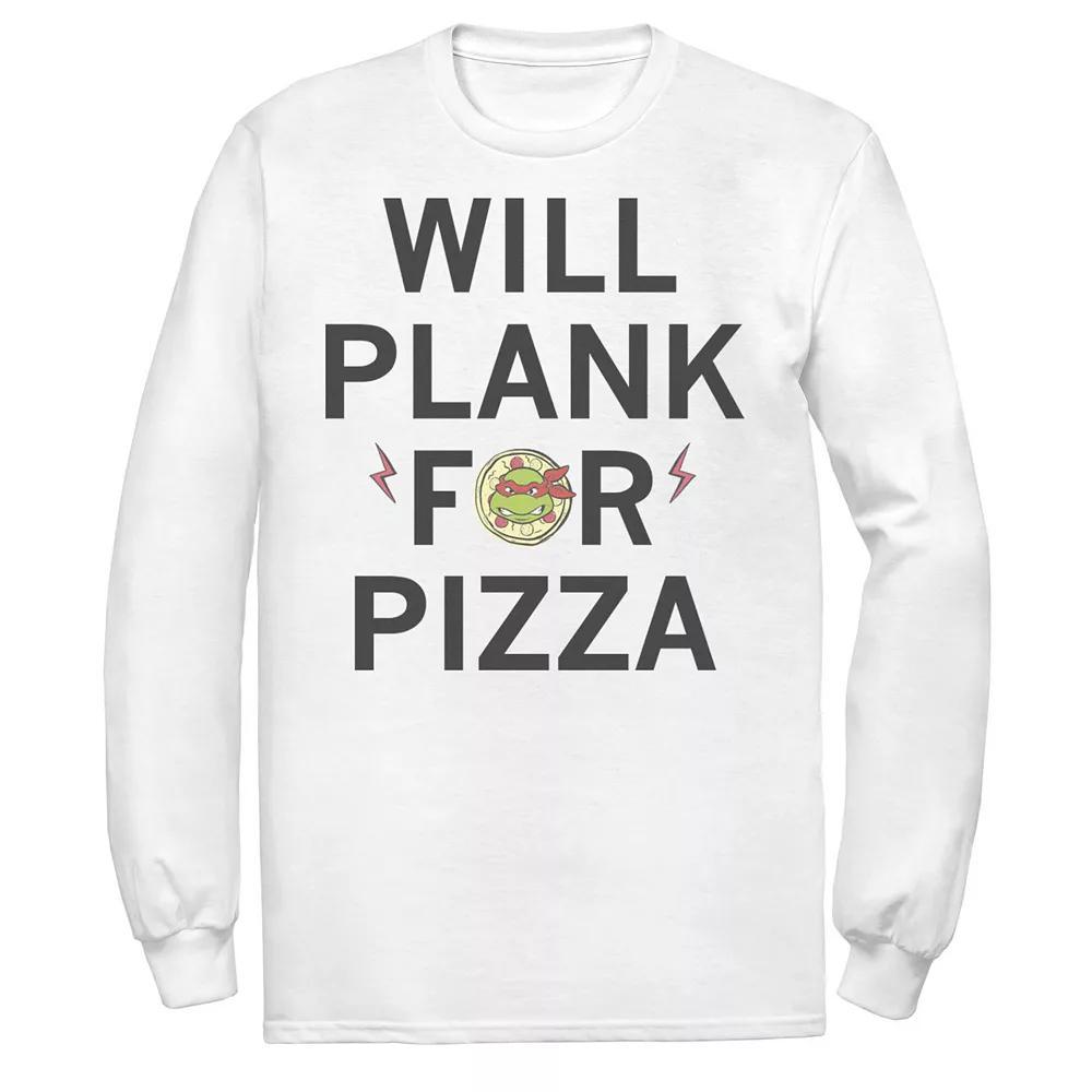 Men's Ninja Turtles Will Plank For Pizza Long Sleeve Tee, Size: XL, White Product Image