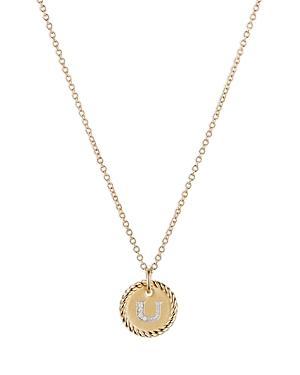 David Yurman Cable Collectibles Initial Pendant with Diamonds in Gold on Chain, 16-18 Product Image