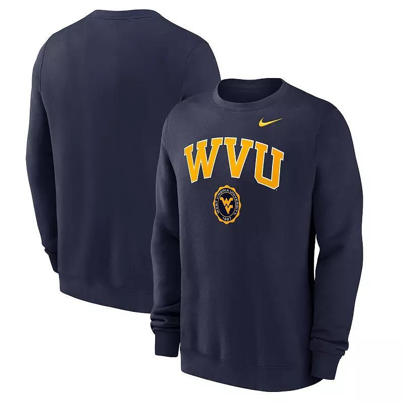 Men's Nike Navy West Virginia Mountaineers Arched Seal Pullover Sweatshirt, Size: 2XL, Blue Product Image