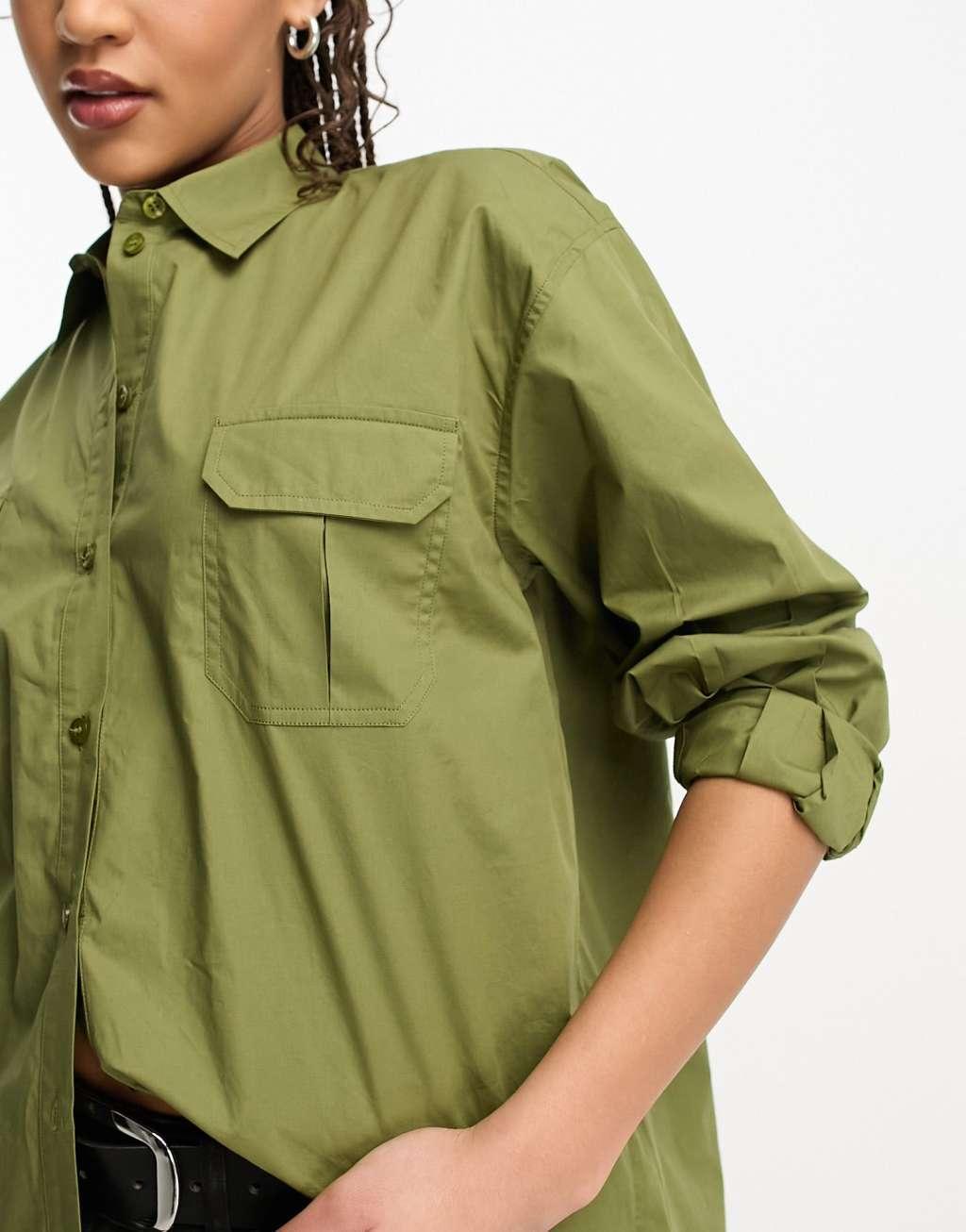 Miss Selfridge poplin utility oversized shirt Product Image