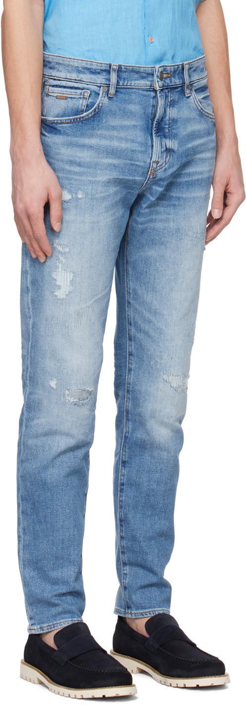 HUGO BOSS Blue Faded Jeans In 448-turquoise/aqua Product Image