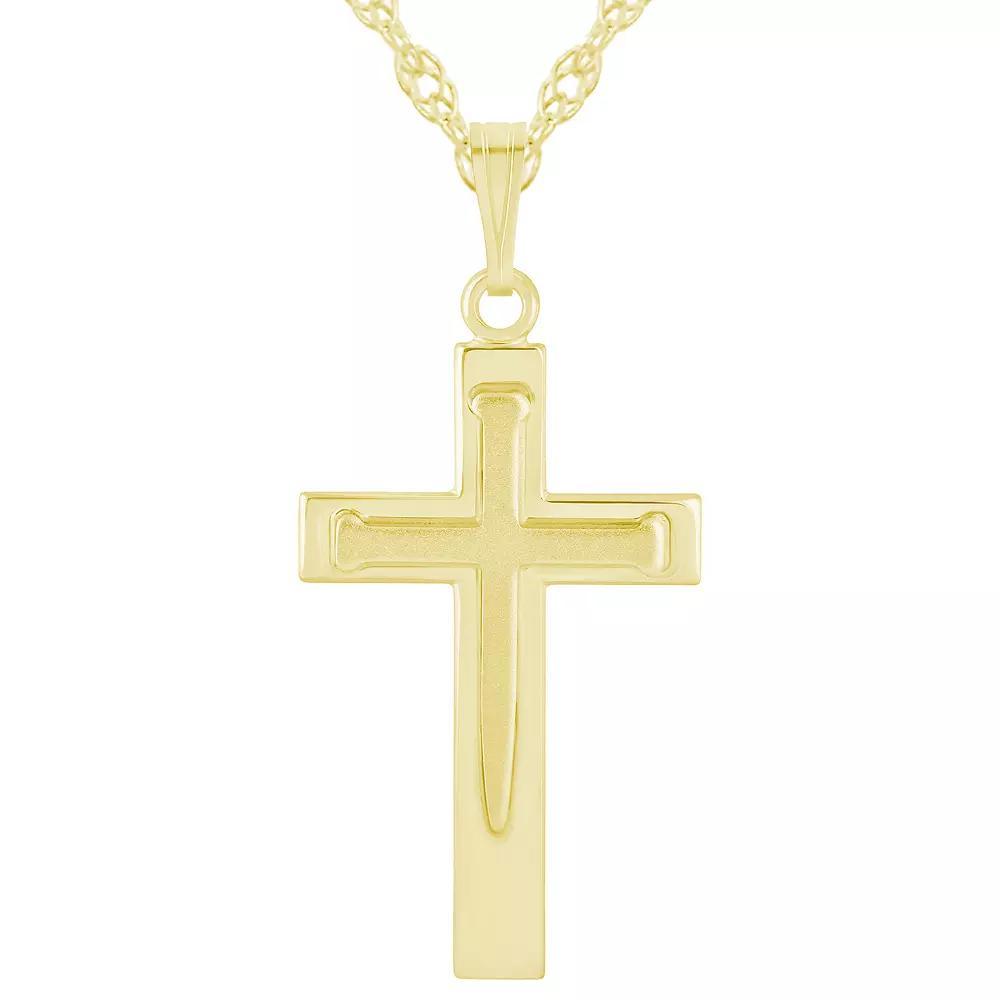 14k Gold Over Silver Cross Pendant Necklace, Women's, Size: 18", Gold Tone Product Image