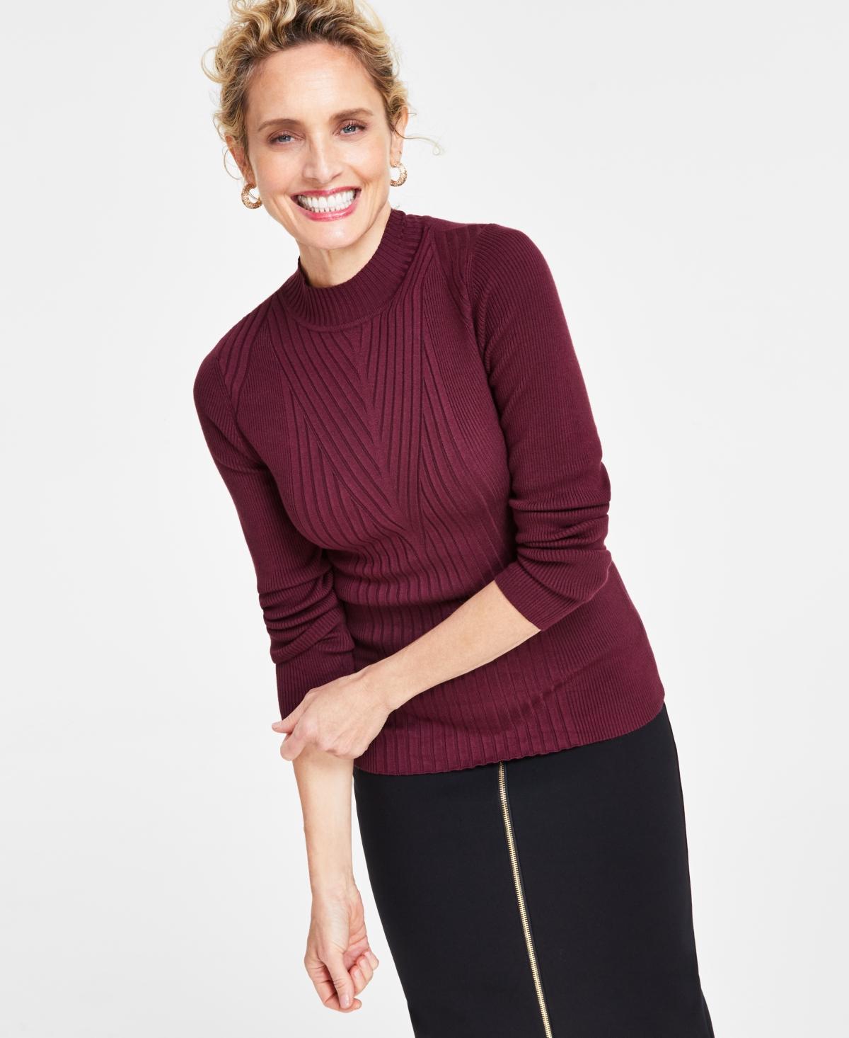 I.n.c. International Concepts Womens Detail Ribbed Mock Neck Sweater, Created for Macys Product Image