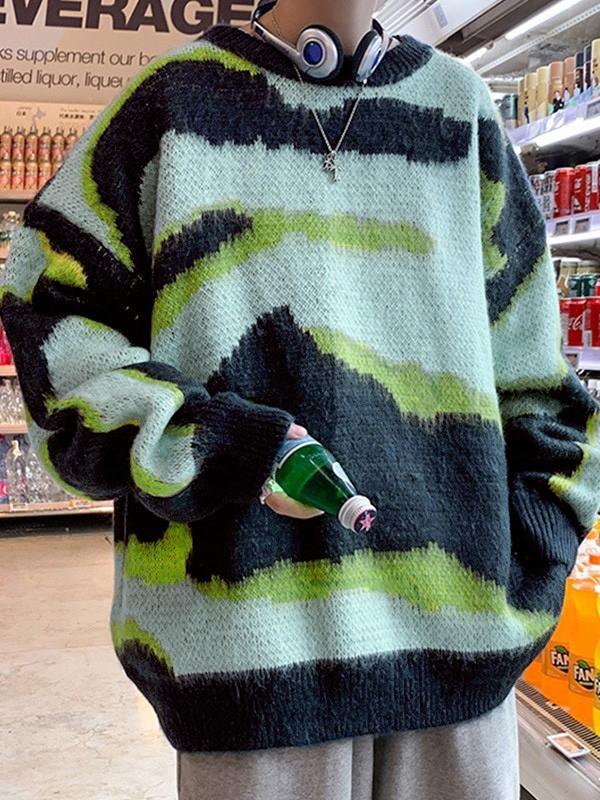 Men's Tie Dye Pullover Knit Sweater Product Image