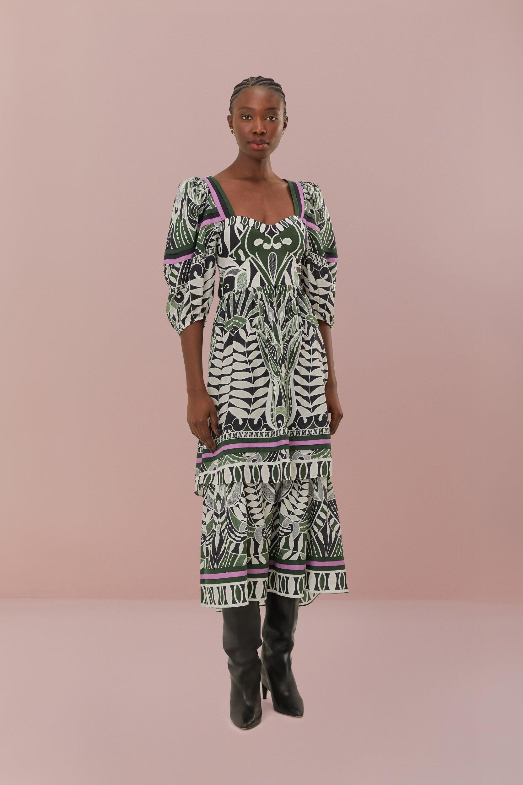 Black Lace Nature Short Sleeve Maxi Dress Product Image