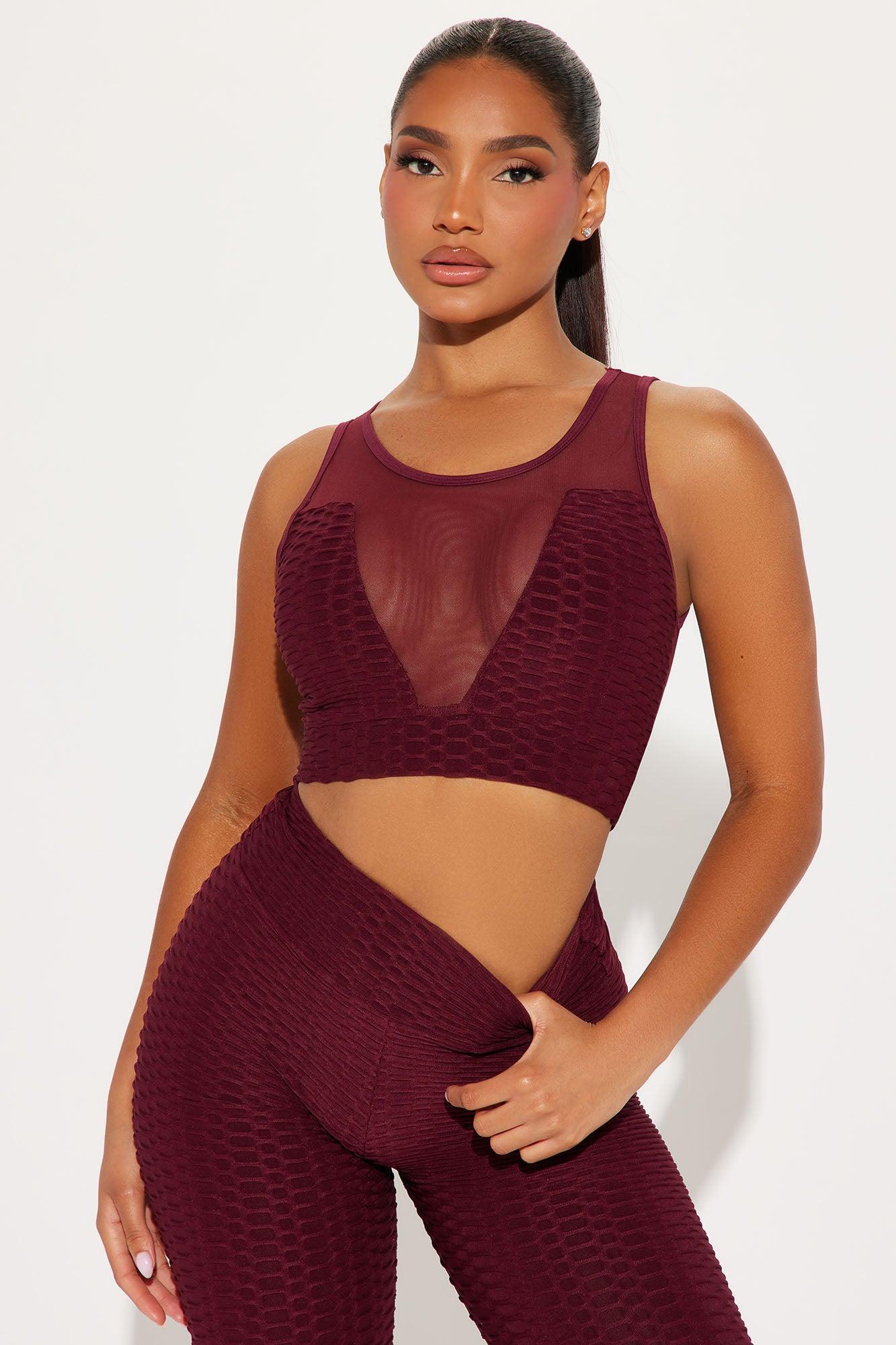 The Best Assets Textured Sports Bra - Burgundy Product Image