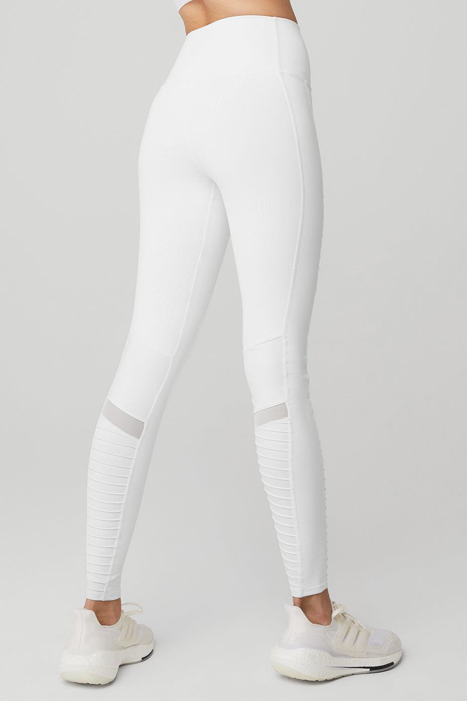 High-Waist Moto Legging - White/White Glossy Product Image