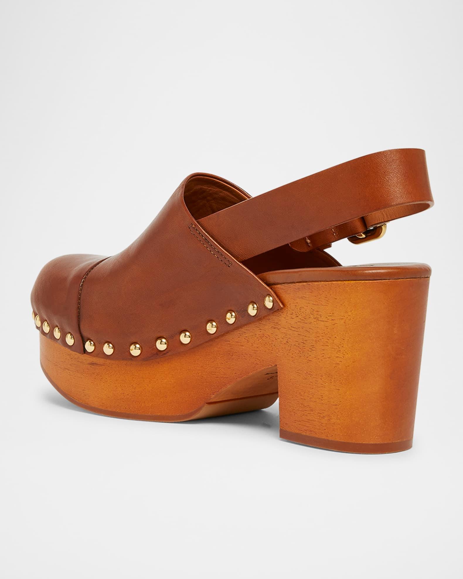 Jeannette Leather Slingback Platform Clogs Product Image