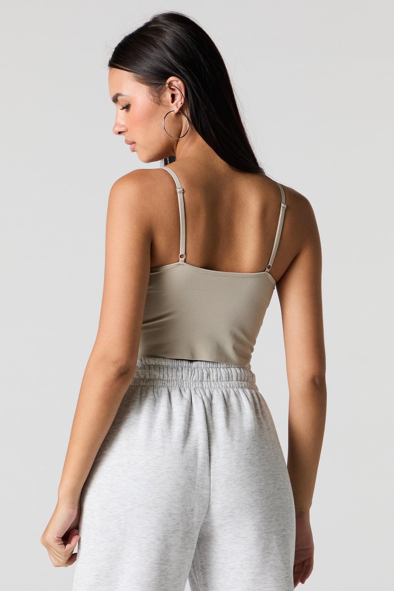 Seamless V-Neck Cami with Built-In Bra Cups Female Product Image