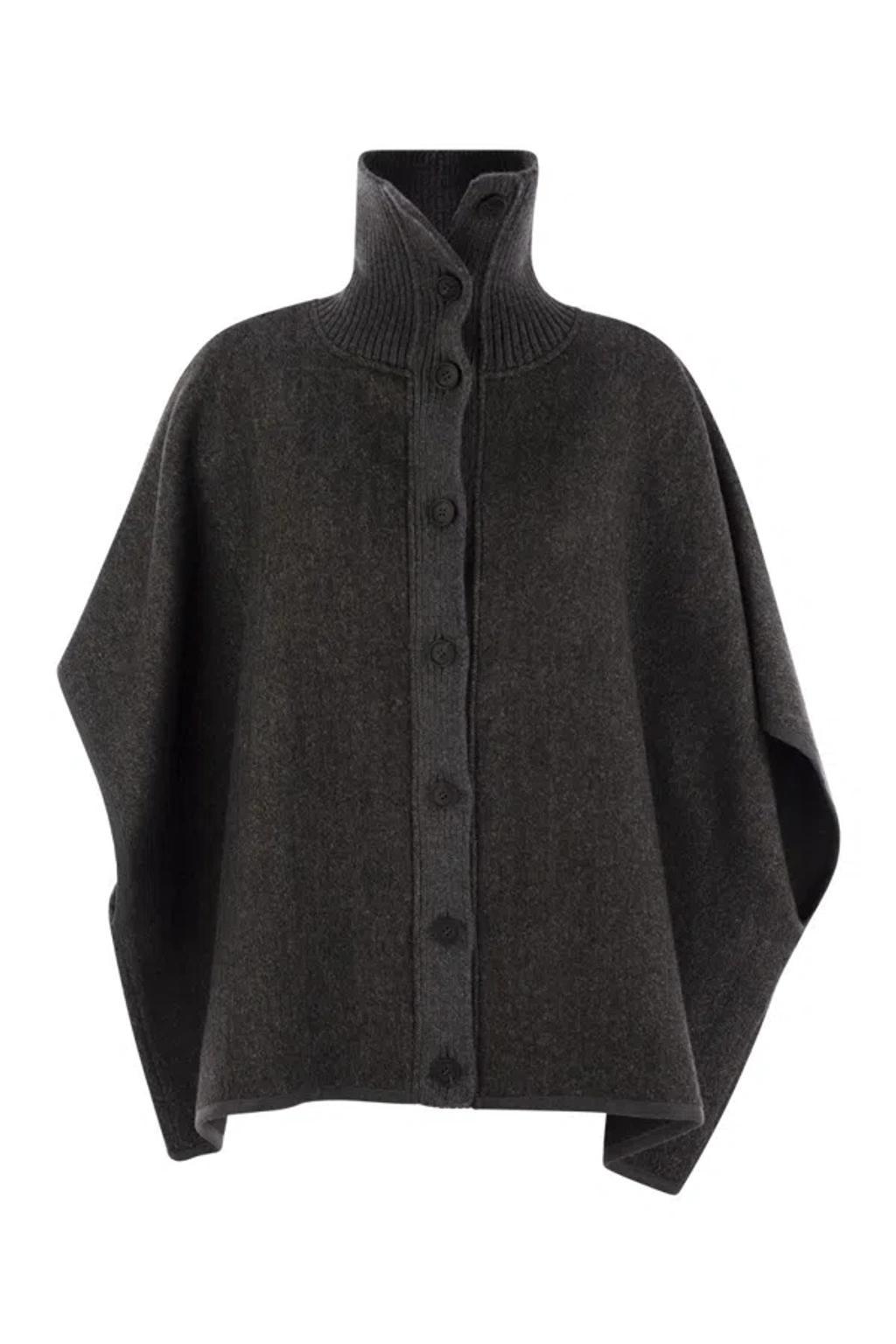 FABIANA FILIPPI Wool Turtleneck Cape In Grey Product Image