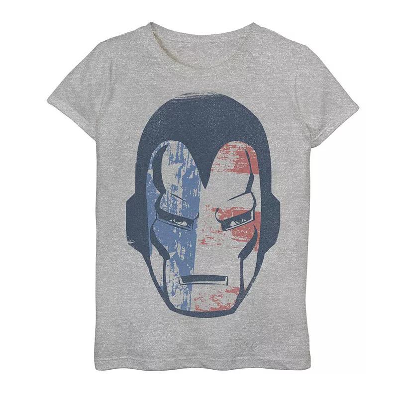 Girls 7-16 Marvel Iron Man American Flag Face Vintage Graphic Tee, Girl's, Size: Small, Athletic Grey Product Image