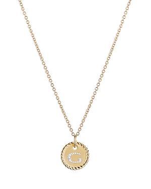 David Yurman Cable Collectibles Initial Pendant with Diamonds in Gold on Chain, 16-18 Product Image