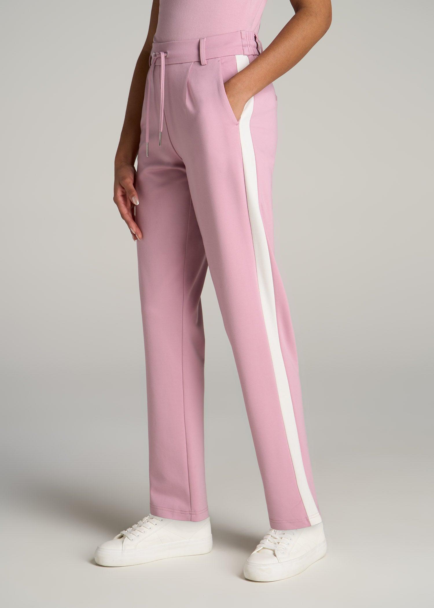 Pull On Tuxedo Stripe Pants for Tall Women in True Navy and Radiant Red Product Image