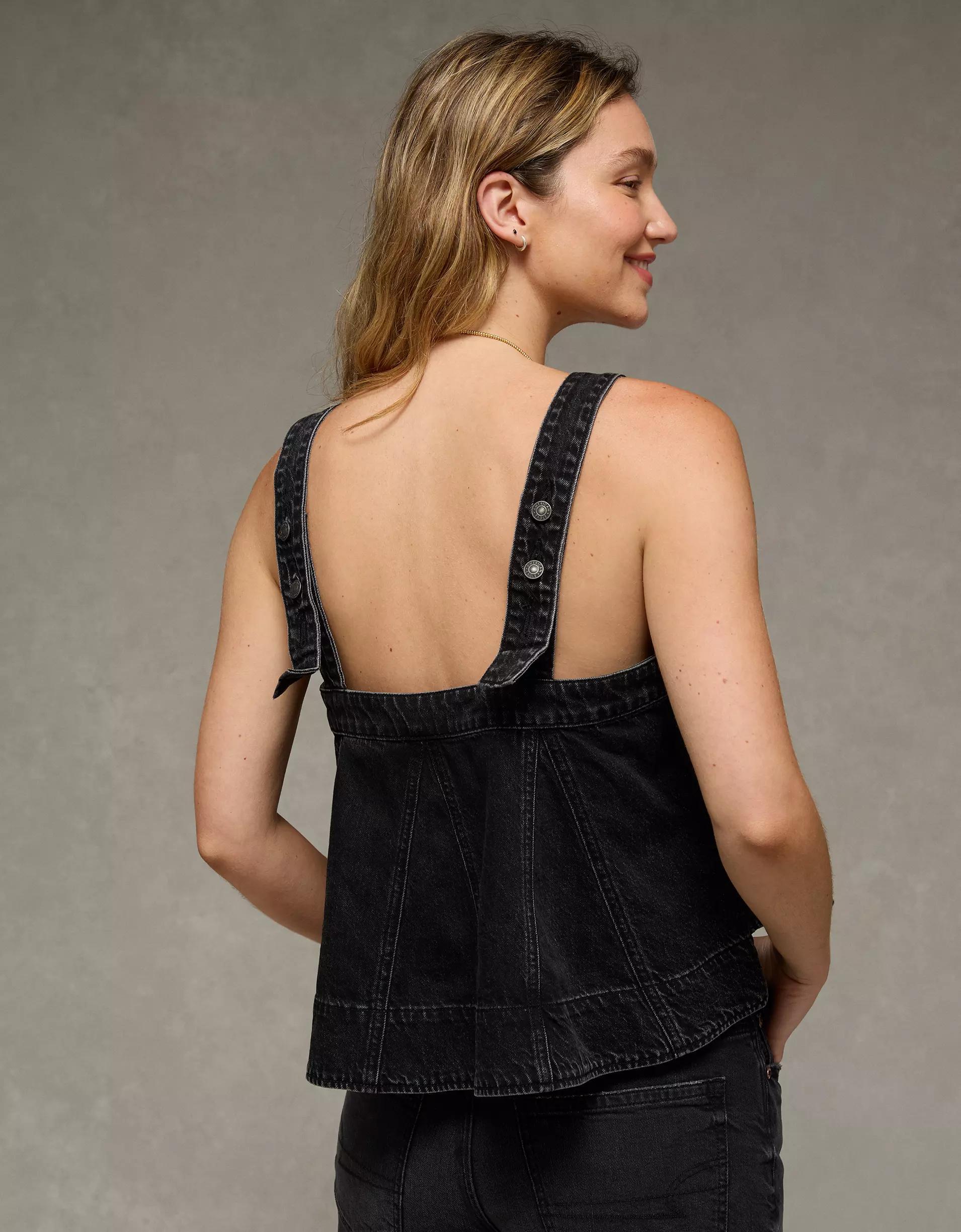 AE Square Neck Pieced Denim Tank Top Product Image