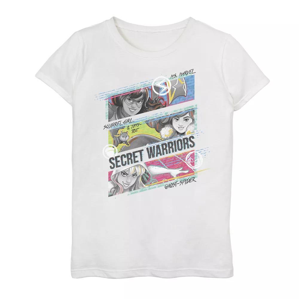 Girls 7-16 Marvel Rising Secret Warriors Woman Warriors Action Panels Graphic Tee, Girl's, Size: Medium, White Product Image