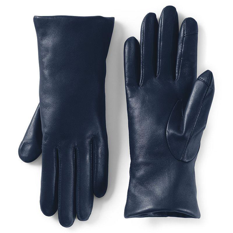 Lands' End Women's EZ Touch Screen Cashmere Lined Leather Gloves - X Large - Purple Hydrangea Product Image