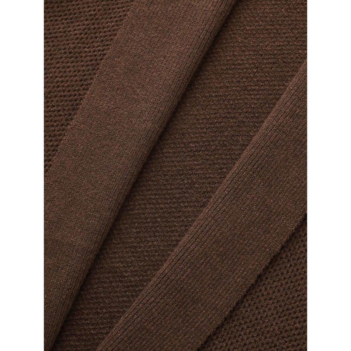 Plus Size Supersoft Essentials Textured Lapel Collar Cardigan Yellowishbrown Women Casual Loose Long Sleeve Everyday Cardigans BloomChic 28/5X Product Image