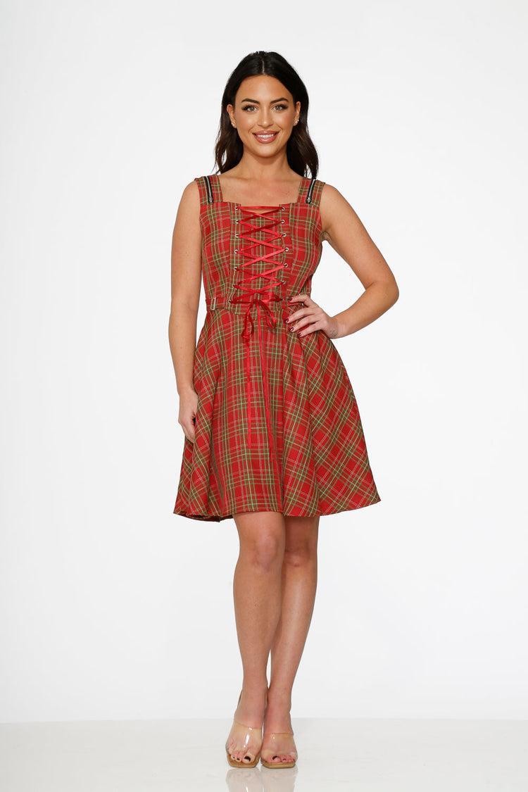 Red Plaid Swing Dress Product Image