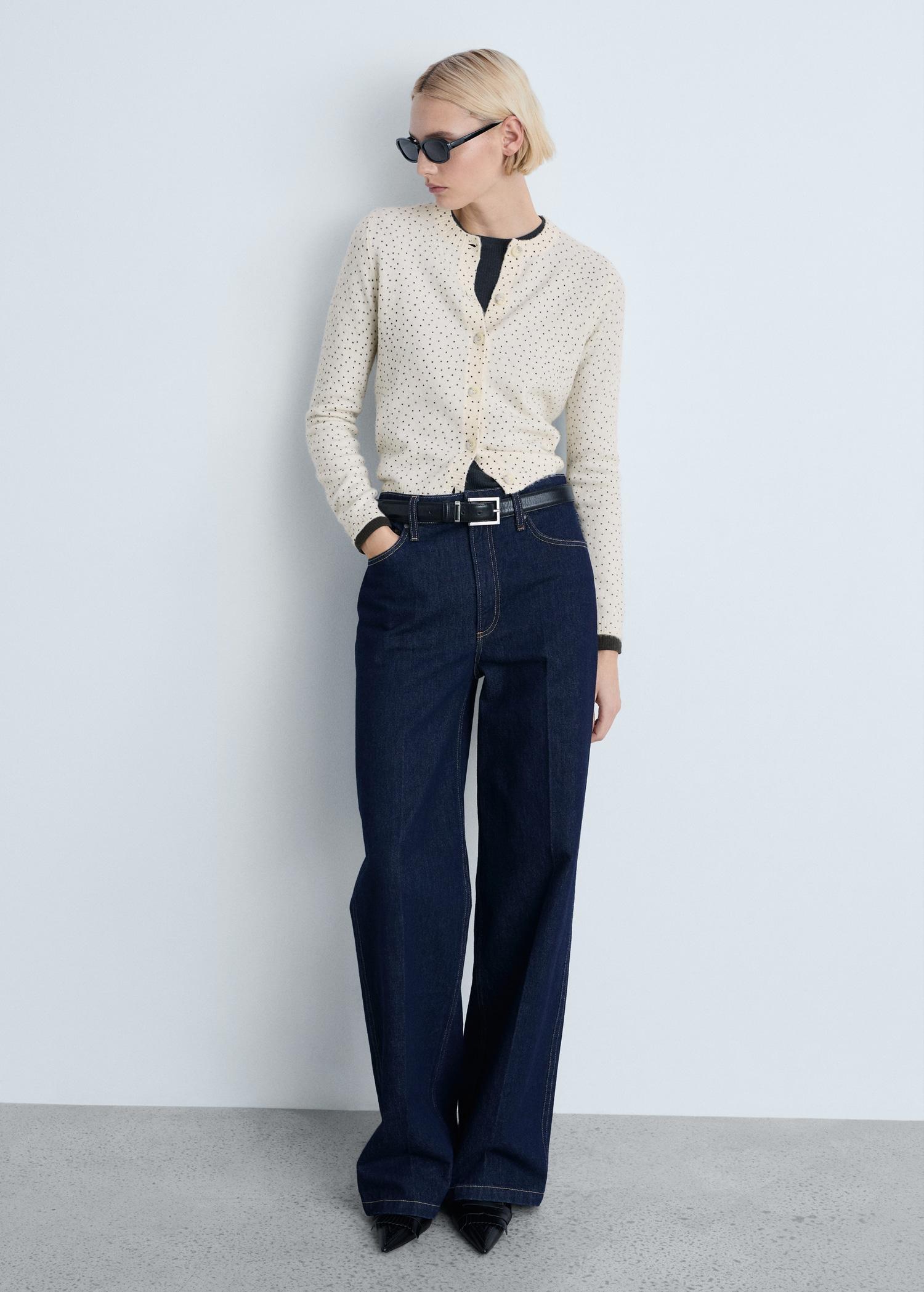 Polka-dot knitted cardigan - Women | MANGO USA Product Image