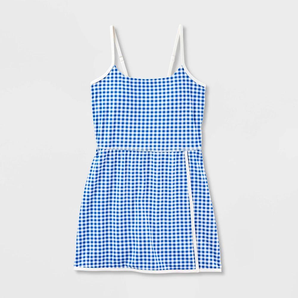 Women's Everyday Soft Wrap Active Dress - All In Motion™ Royal Blue Gingham Product Image