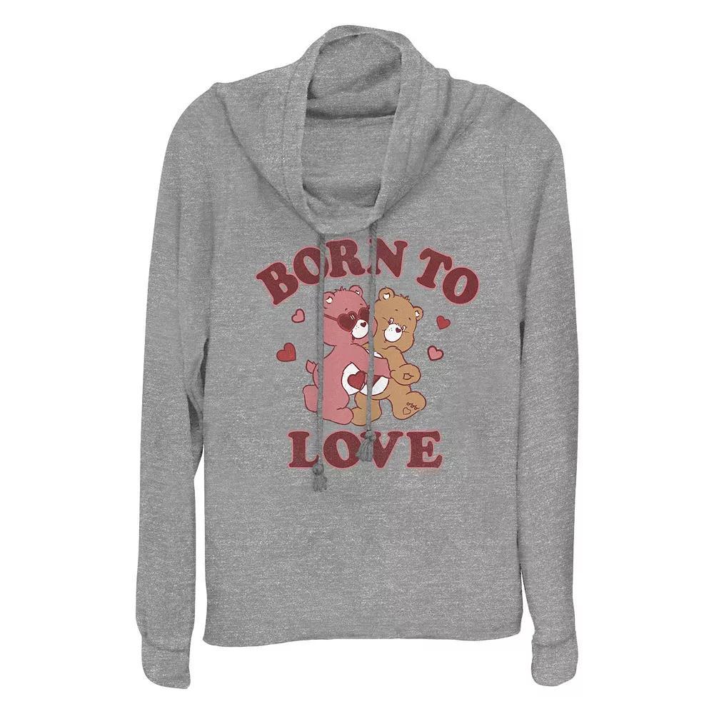Plus Size Care Bears Born To Love Cowlneck Graphic Lightweight Long Sleeve, Women's, Size: 1XL, Gray Grey Product Image