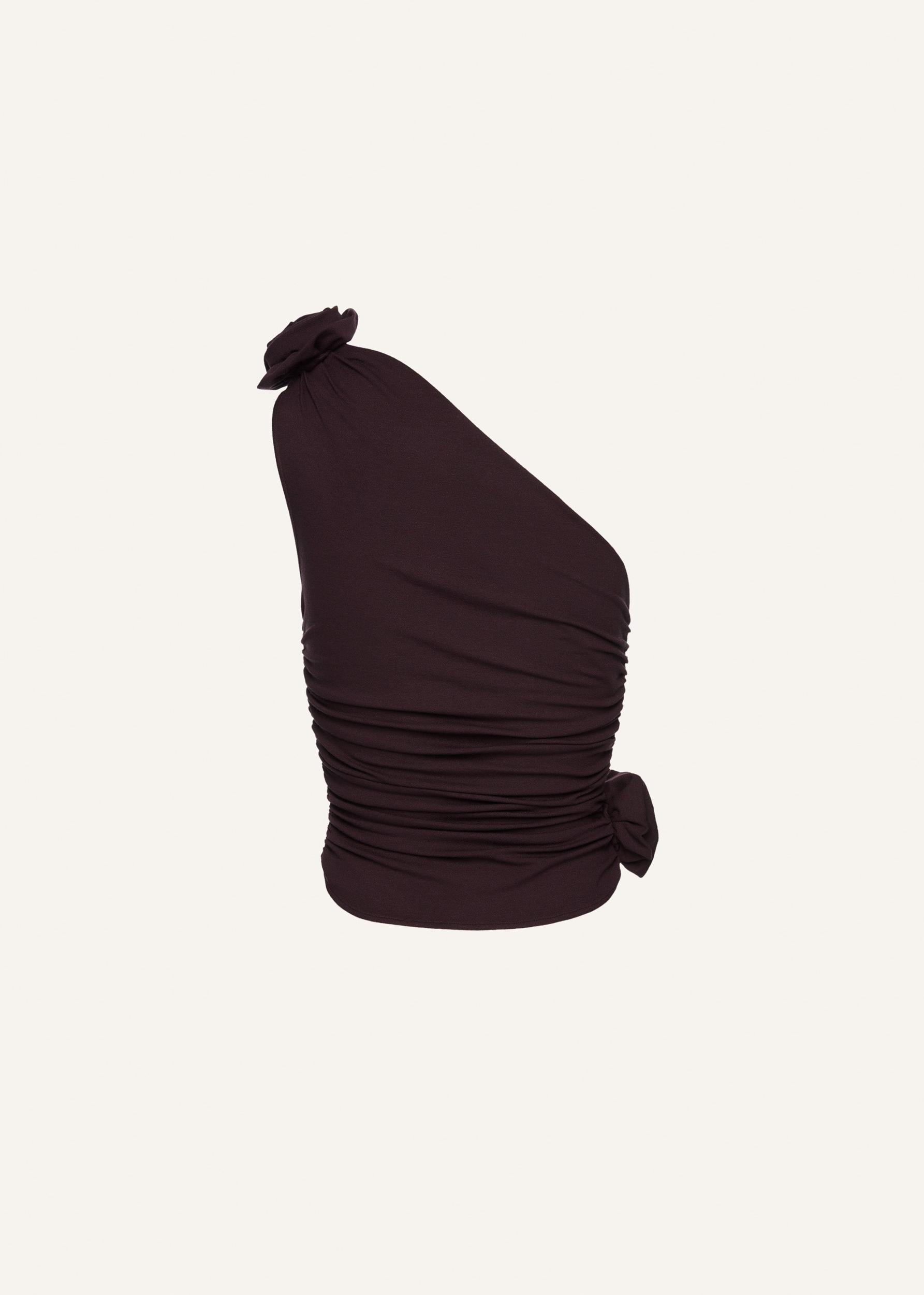 One-shoulder t-shirt in burgundy Product Image