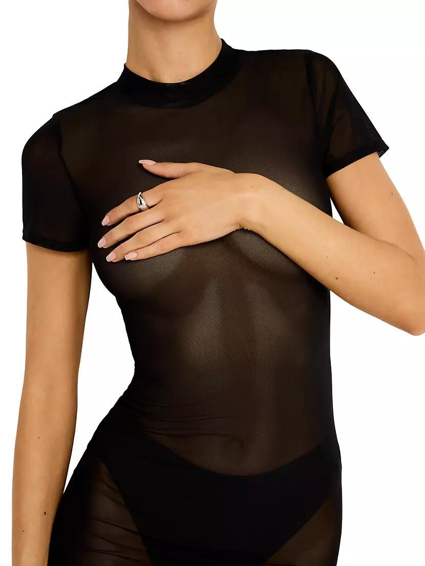 Sheer Mesh T-Shirt Maxi Dress Product Image