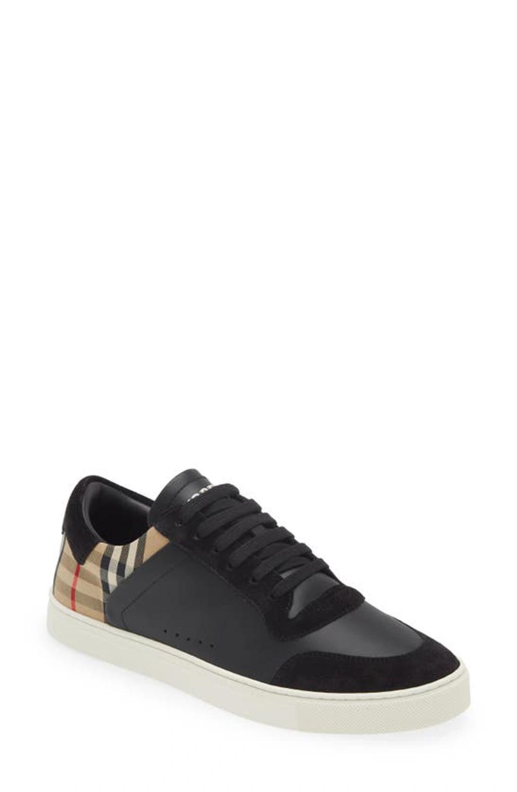 Mens Stevie Leather and Check Low-Top Sneakers Product Image