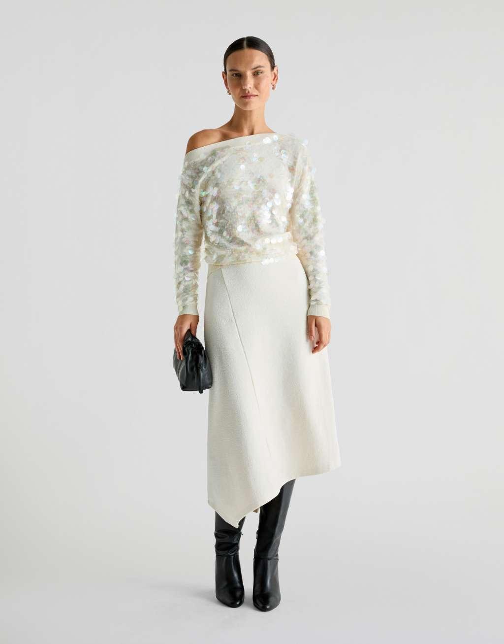 Scalpers Big sequins sweater In Ecru   Product Image