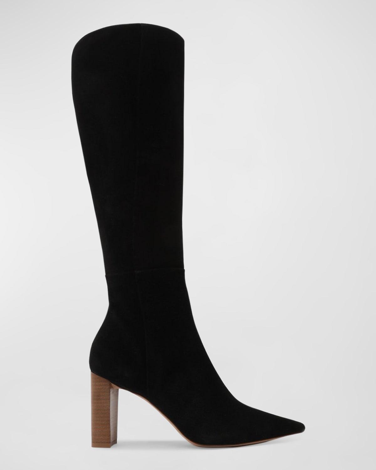 Elisa Suede Block-Heel Knee Boots Product Image