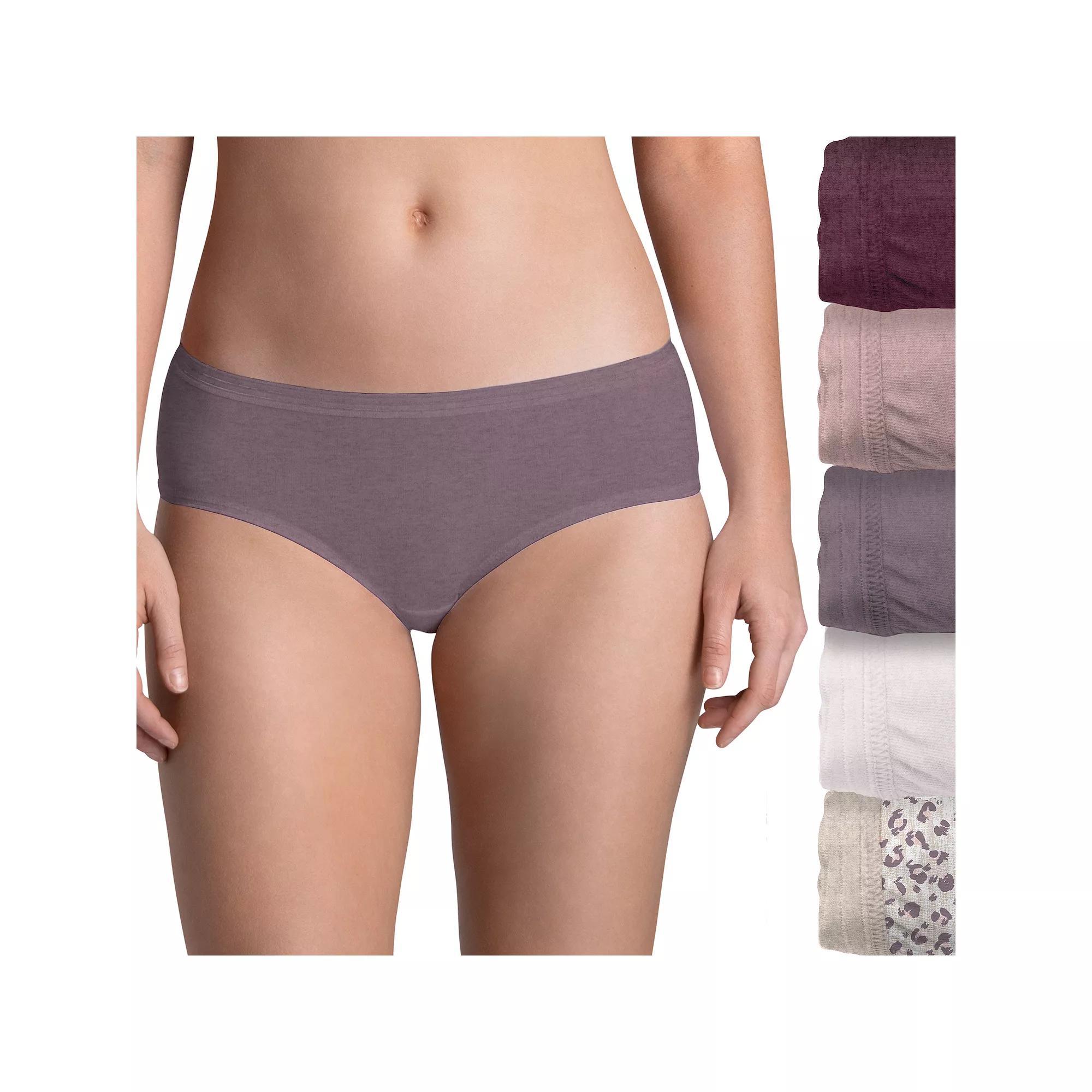 Womens Fruit of the Loom Ultra Soft 5-pack Hipster Panties 5DUSKHP Deep Red Asst Product Image